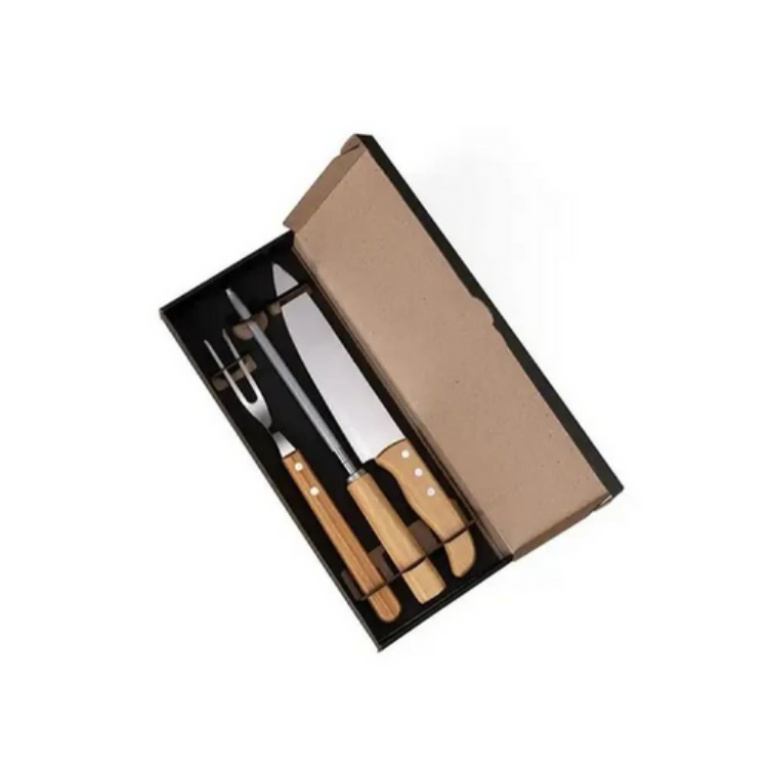 Kit Com Faca 8″, Chaira E Garfo – 3 Pçs