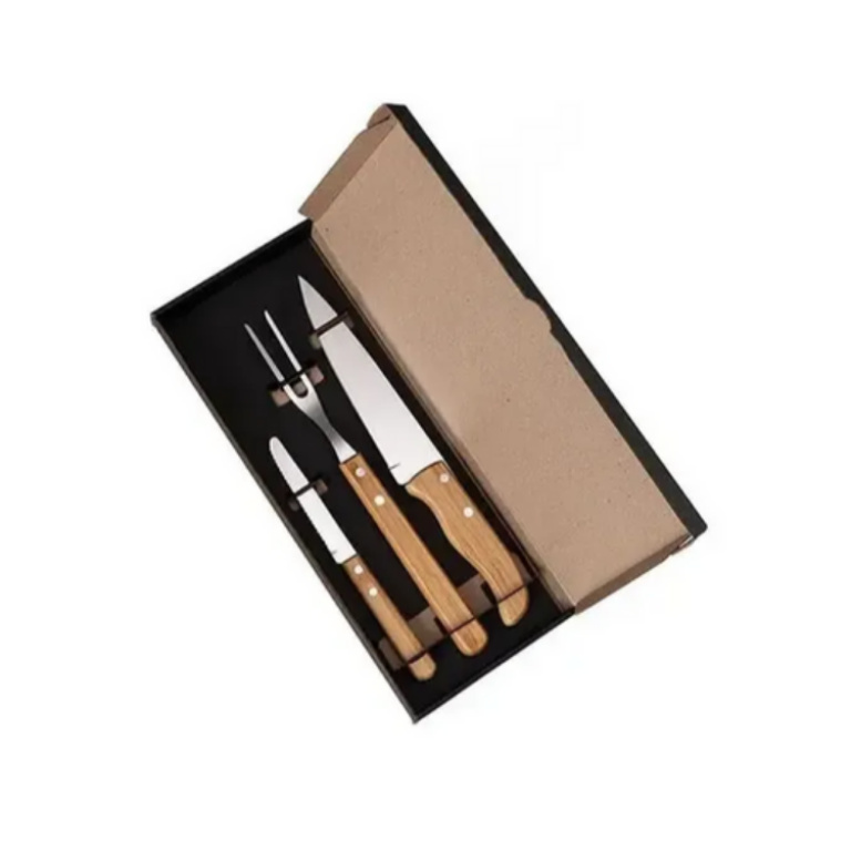 Kit De Facas Com Tamanho 7″, 4″ E Garfo – 3 Pçs