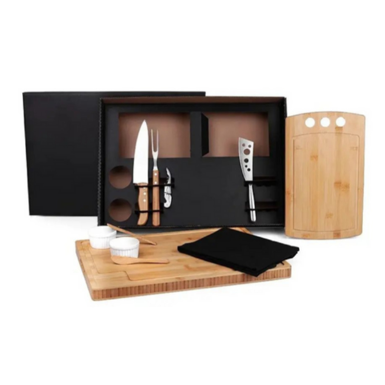 Kit Para Churrasco E Petisco Com 2 Tábuas – 11 Pçs