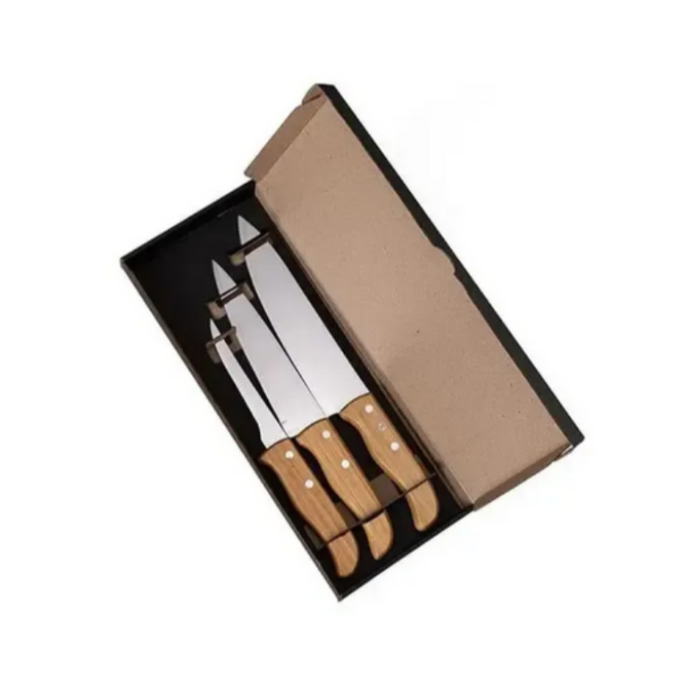 Kit De Facas Com 8″, 7″ E 5″ – 3 Pçs