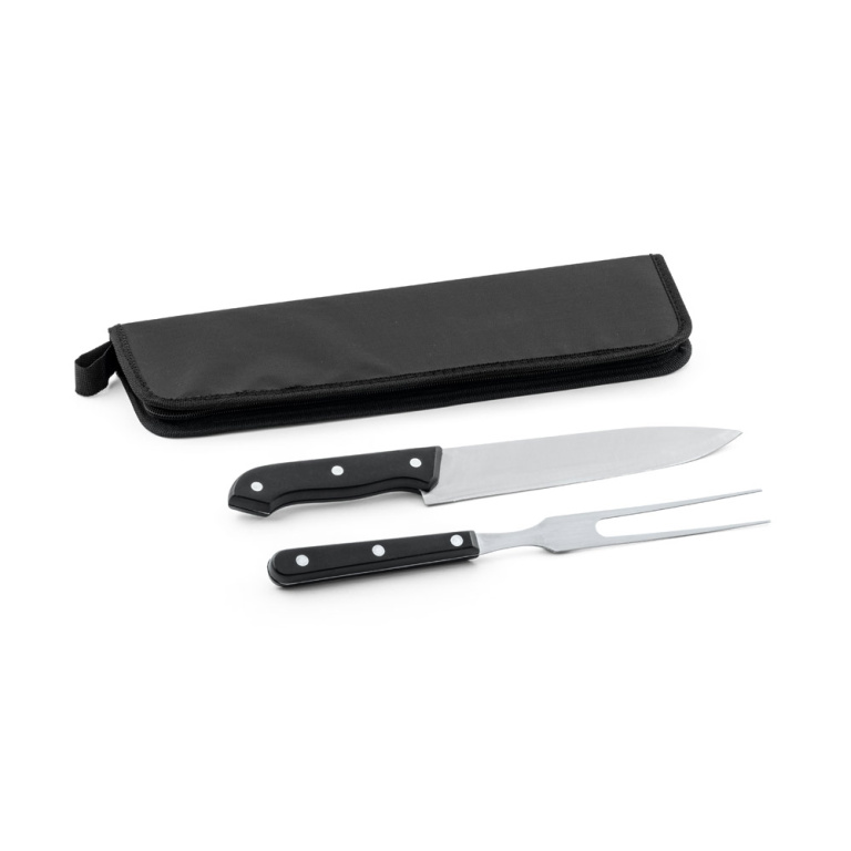 Kit Churrasco com Faca e Garfo em Estojo